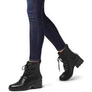 Sorel Black Waterproof Leather Cate Booties
